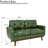  65-inch Mid-Century Modern Two-Seater Sofa in Olive Green – Solid Wood Legs & Breathable Polyester Fabric