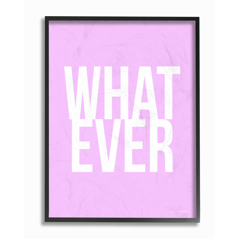 "WHAT EVER", art mural sur toile lavande et blanc par House of Lulu, H 14 po x l 11 po x P 1,5 po