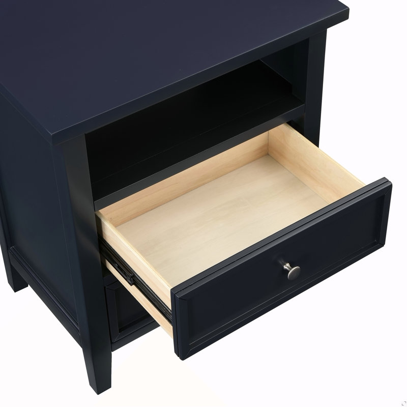 Table de chevet 2 tiroirs Midnight Blue, Bleu très foncé