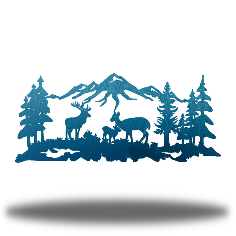 Décoration murale cerf en métal, Bleu sarcelle, H 7,75 po x l 18 po x P 0,06 po