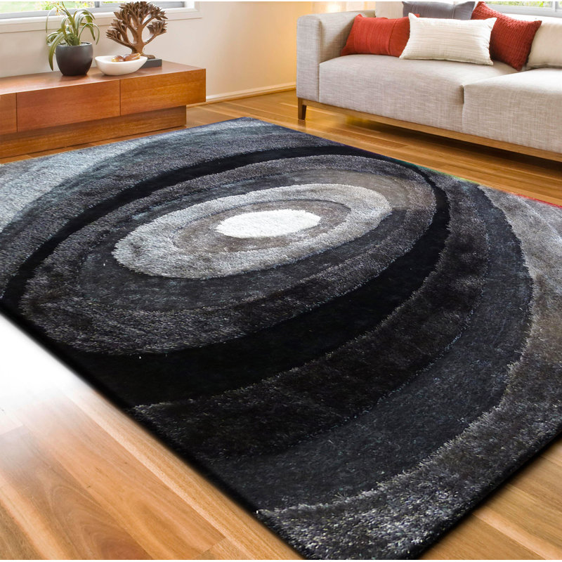 Tapis noir/gris Kriemann, Rectangle 7 pi 6 po x 10 pi 2 po