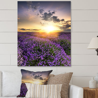 " Lavender Field Sunset Landscape " Painting Print