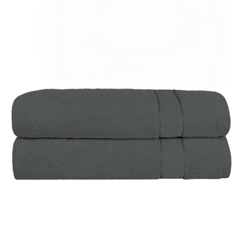 Serviette de bain luxueuse en coton 2 pièces Ringspun | 600 g / m² | 27 po x 54 po, Gris