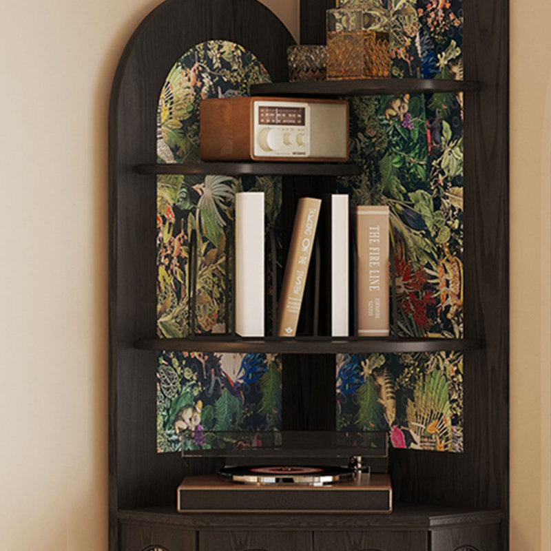 Retro Black Solid Wood Corner cabinet, Black