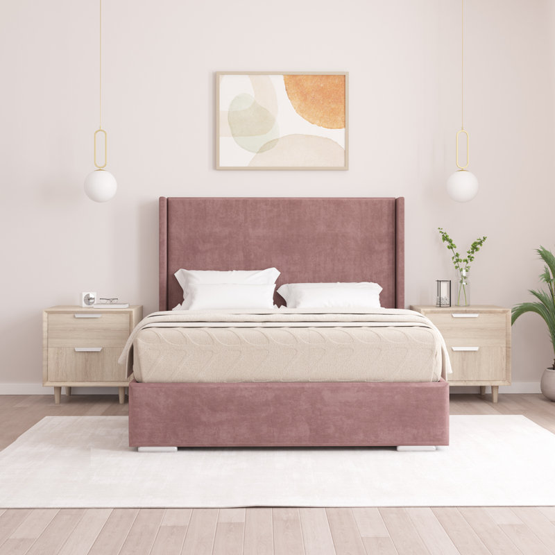 Chelby Upholstered Bed, Small Double (4'), Lilac