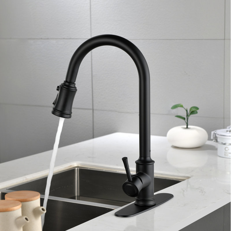 Single Handle High Arc Pull Out Kitchen Faucet,Single Level Stainless Steel Kitchen Sink Faucets With Pull Down Sprayer