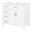 Meuble-lavabo blanc spacieux avec lavabo, conception moderne en bois pour la salle de bain
