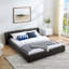 Structure de lit tapissier avec tissu épais, lit plateforme en chenille avec tête de lit et structure solide-45225640