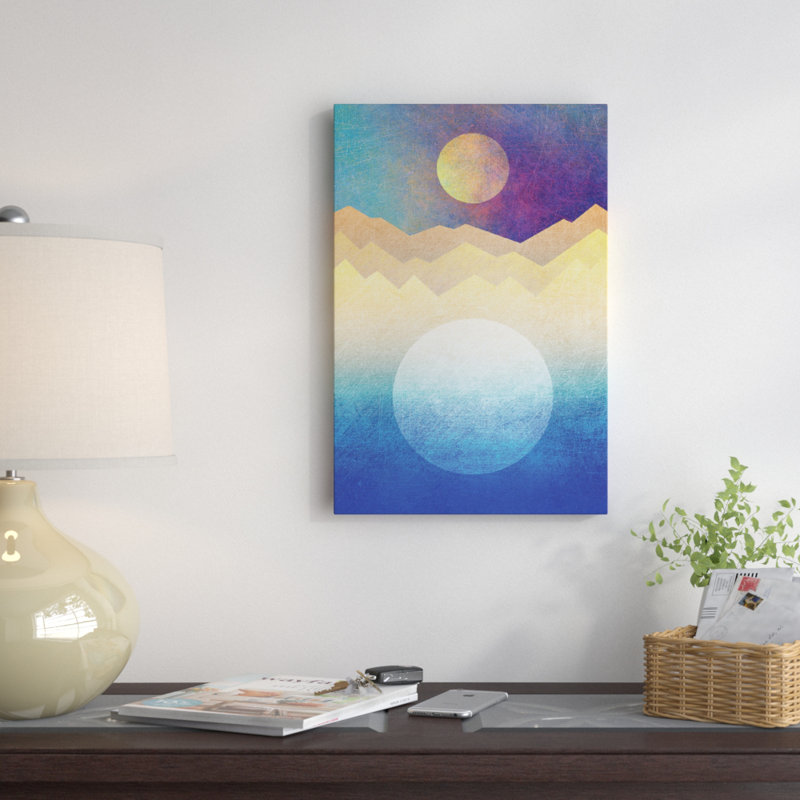 «The Moon and The Sun», impression sur toile tendue, Papier d'art encadré noir, Blanc, H 32 po x l 24 po x P 1 po
