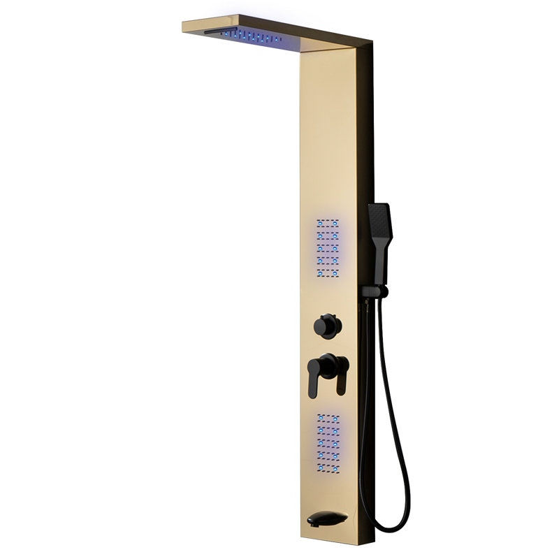 Black Gold Thermostatic Shower Panel with Body Jets