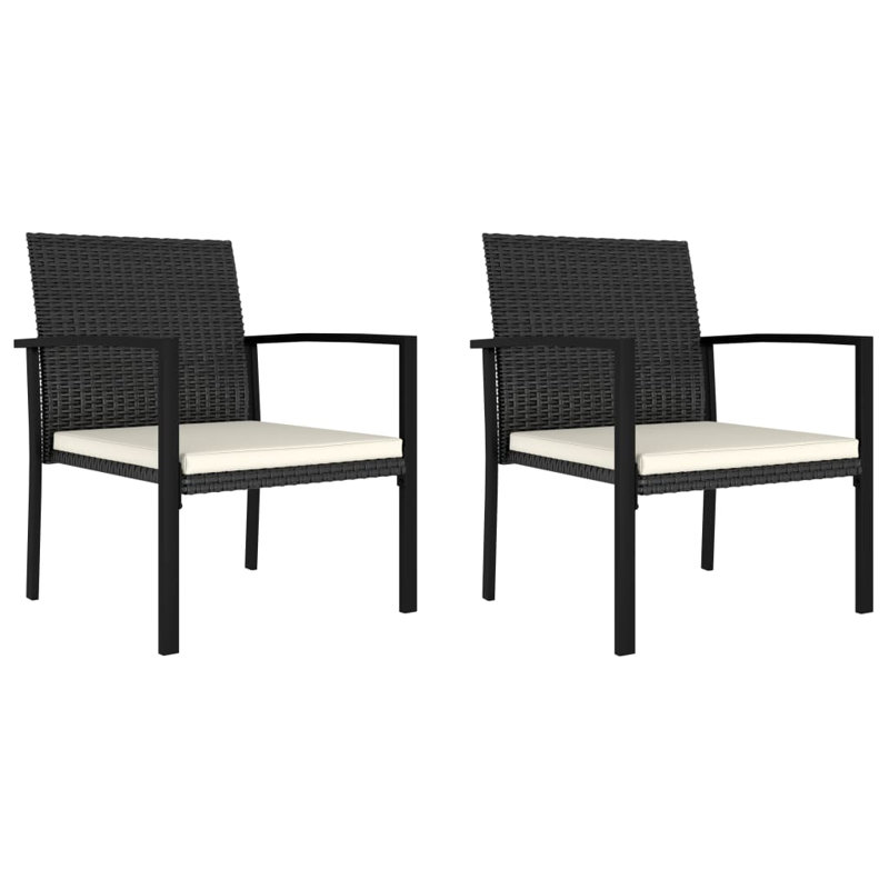 Chaise de patio avec coussin Lippi, Crème, Noir