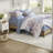 Soft Queen Bedding Sets, Polyester Floral Blue Comforter Set For Modern Home