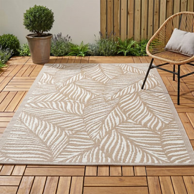 JSH Outdoor 120 x 180cm Floor Rugs Woven Wool-Look Anti-Slip Plastic Garden Mat Hard Wearing Heavy Duty Decking Patio Conservatory Kitchen - Grey Arch