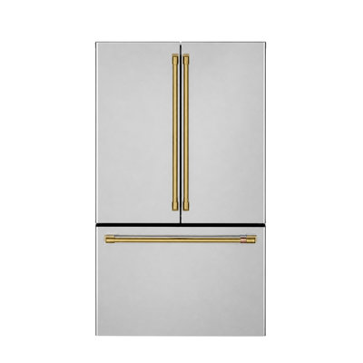 36 In. 19.6 Cu. Ft. French Door Built-In Refrigerator In Custom Panel Ready, Counter Depth - Stainless Steel Panels And Gold Handles Included