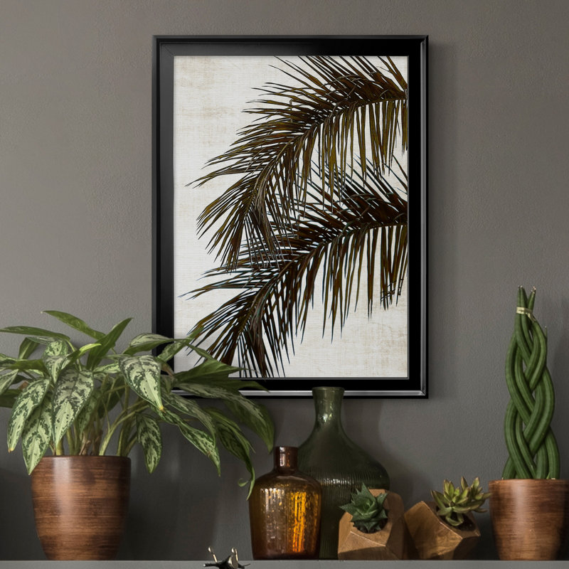 Palm II - peinture sur toile encadrée, Cadre noir, H 18,5 po x l 24,5 po x P 1,5 po