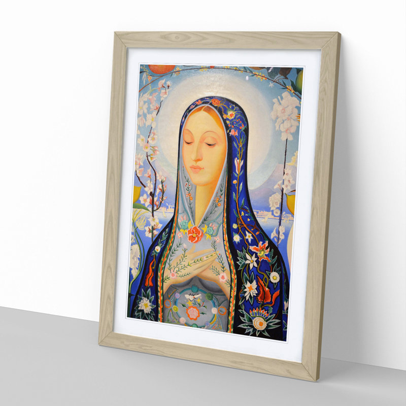 The Virgin by Joseph Stella - Picture Frame Painting, 36cm H x 27cm W x 2cm D, Oak Framed