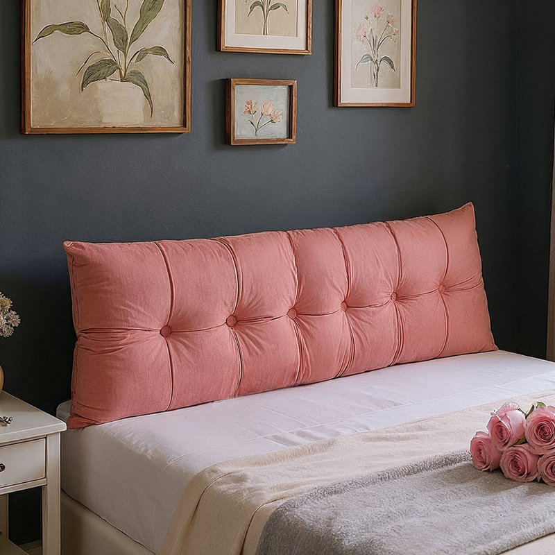 Upholstered Headboard Pillow, 180cm W x 60cm D, Pink