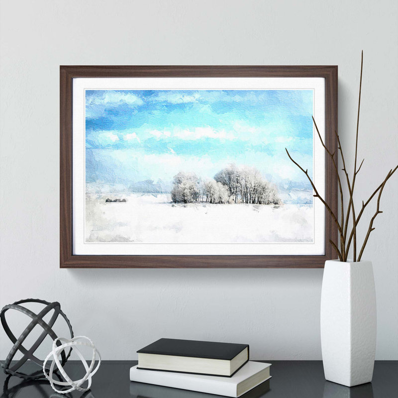 Winter Trees - Picture Frame Painting Print, 48cm H x 65cm W x 2cm D, Walnut Framed