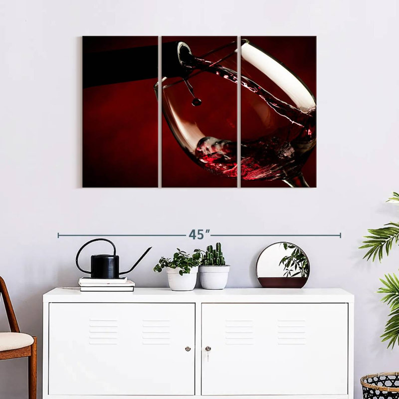 Verre à vin, reproduction d'art sur toile, H 38 po x l 24 po x P 1,25 po