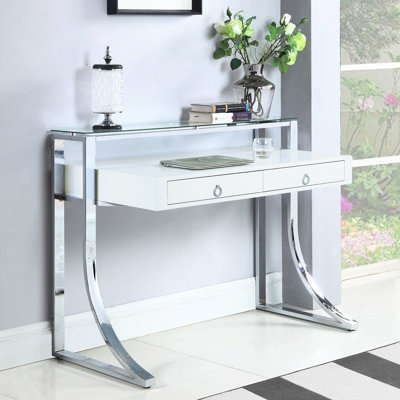 White High Gloss 2-Drawer Writing Desk