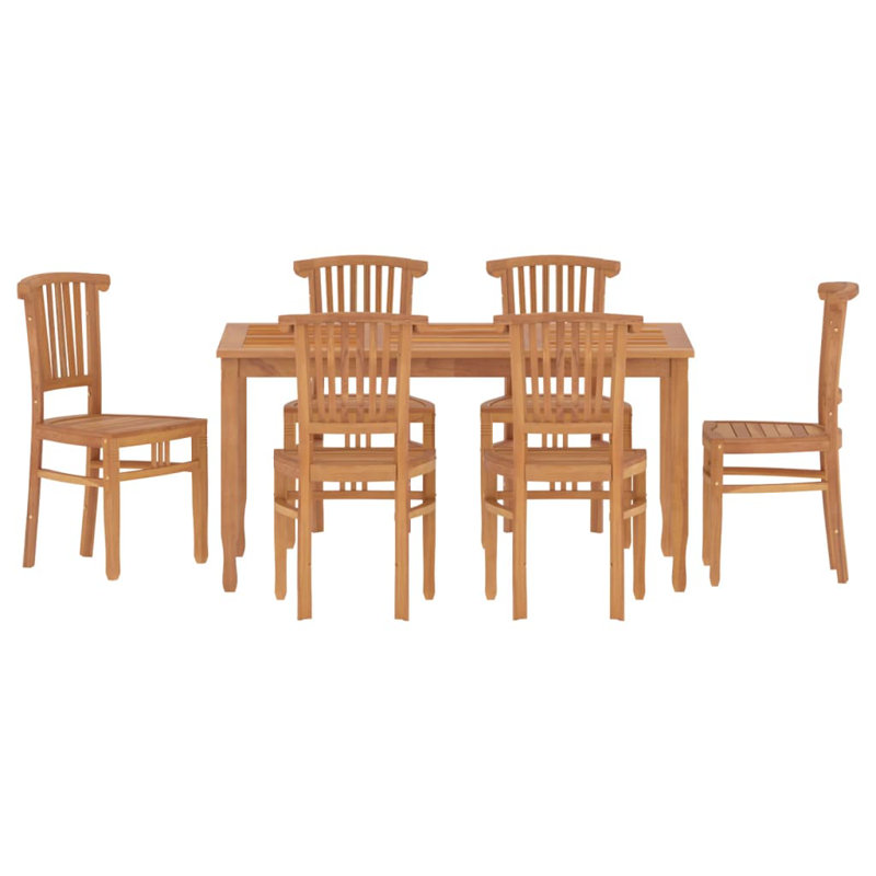 Soldonia Wood Patio Dining Set with Rectangular Table, 6
