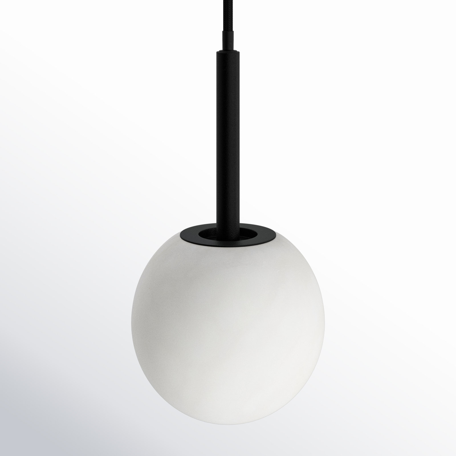 Yarrow 1 - Light Matte Black Sphere Pendant, Black, 74.8" H x 3.93" W x 3.93" D