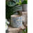 S/2 Gray Sand And Cement Planters With Blue Floral Motif, L:D7x6.7" S:D5.5X5"-900599528