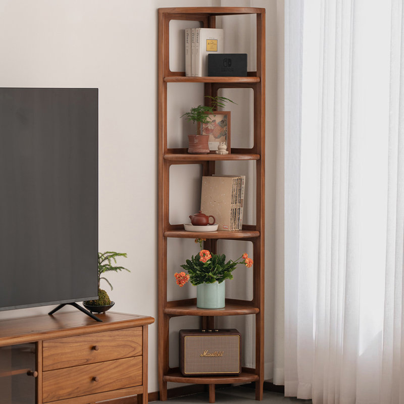 Mid-Century Modern Walnut Solid Wood Corner Cabinet