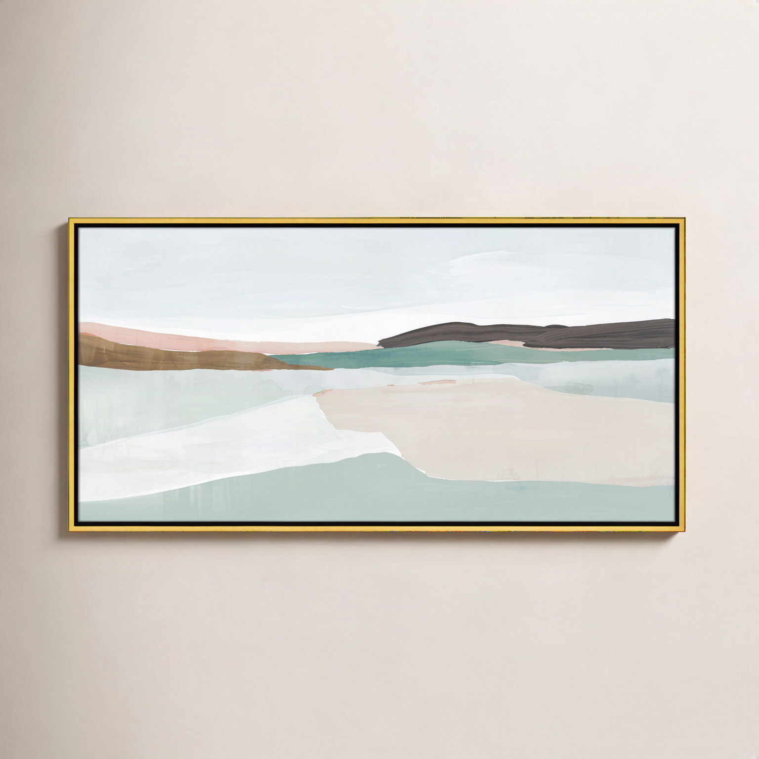 Ali "Sole of the Land I" Painting, 21.5" H x 41.5" W, Gold