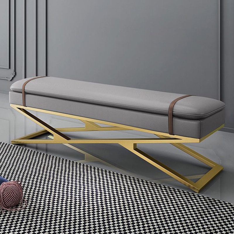 Upholstered Bench, Light Gray