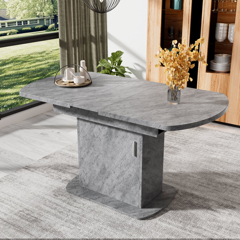 Benten Extendable Oval Dining Table, Grey