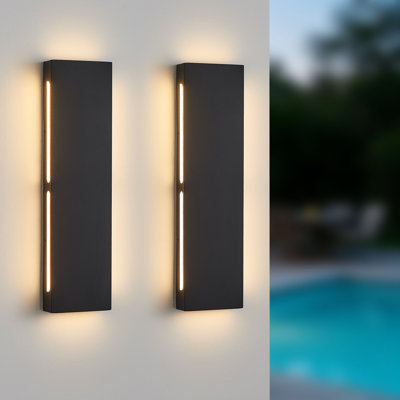 2 Packs Outdoor Wall Sconces Black Hardwired Integrated LED Ponce