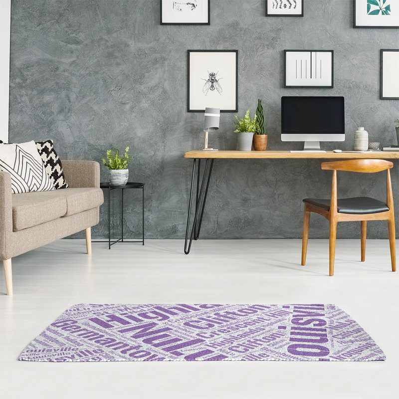 Tapis de zone mauve poils longs à tissage plat, Rectangle 5 pi x 7 pi