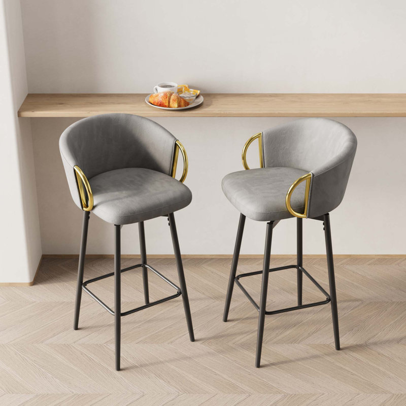 Swivel Barstools Set of 2, Grey Seat/Black Frame
