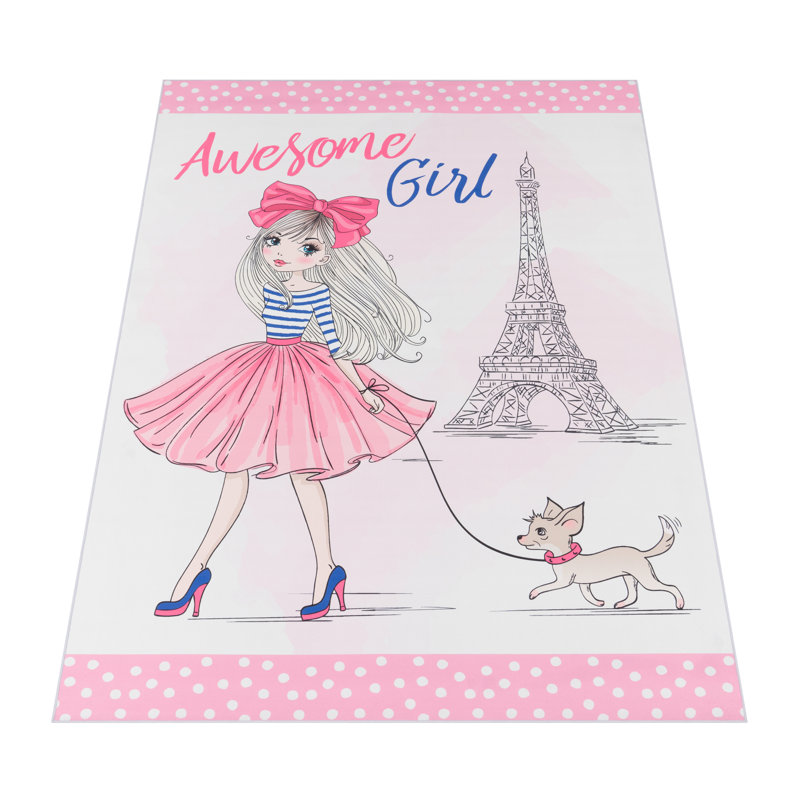 Goku Flatweave Pink Rug, Rectangle 140 x 200cm