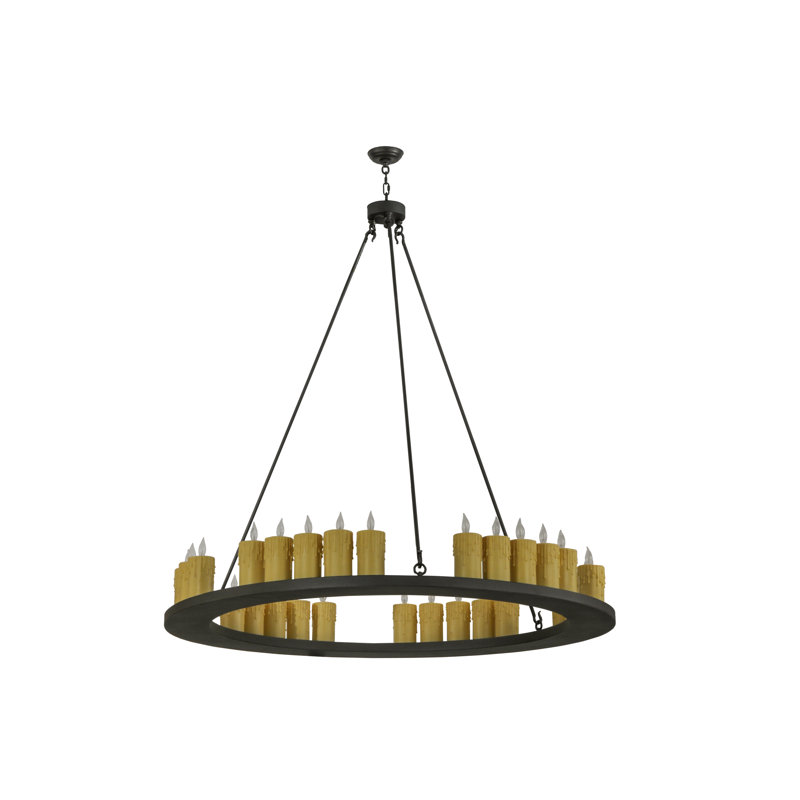 Lustre de roue de wagon de style bougie à 30 lumières Gadsden