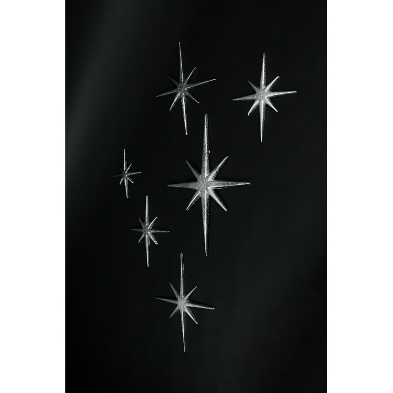 Ensemble de 6 décorations murales Starburst, Argent
