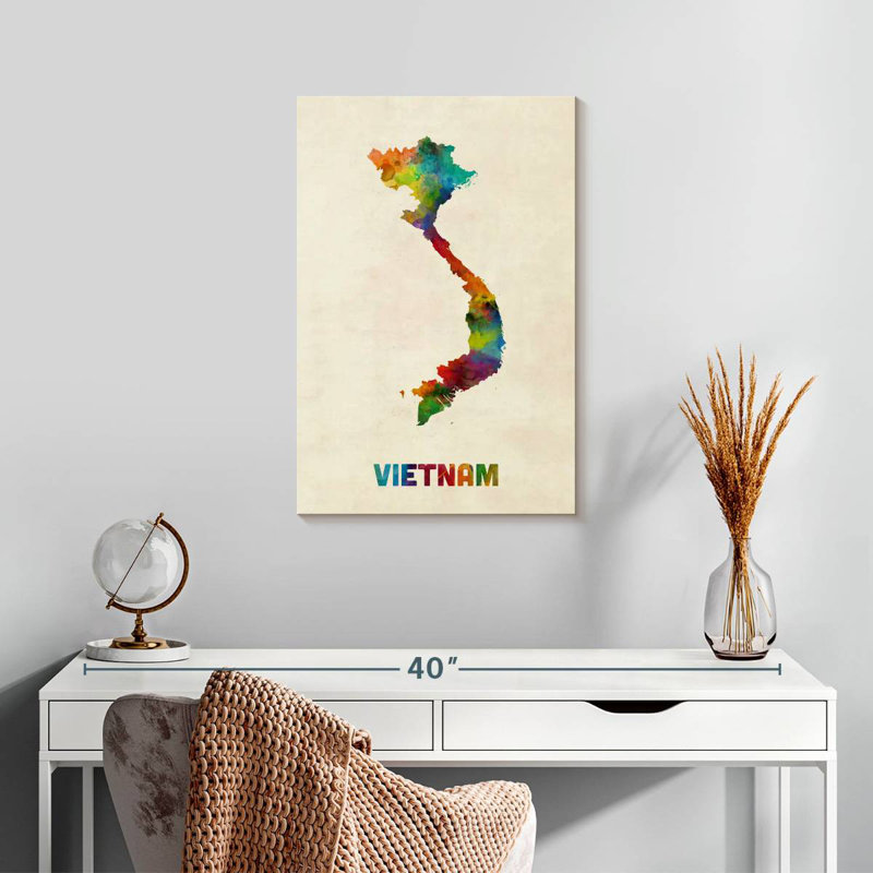 Carte d'aquarelle Aliaz Vietnam II, H 24 po x l 16 po