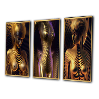 " Futuristic Sensuality Golden Goddess " 3 - Pieces