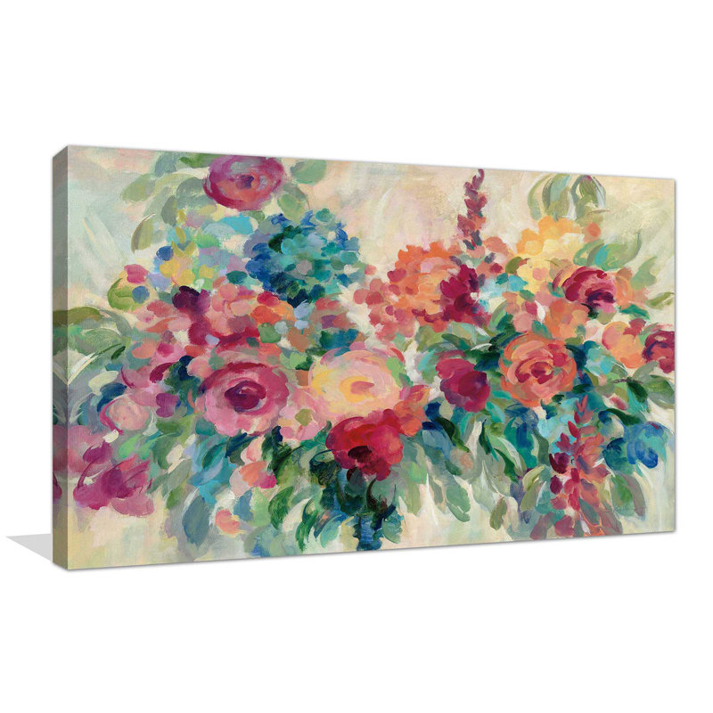 Marché aux fleurs - Peinture, Toile tendue, H 36 po x l 60 po x P 1,5 po