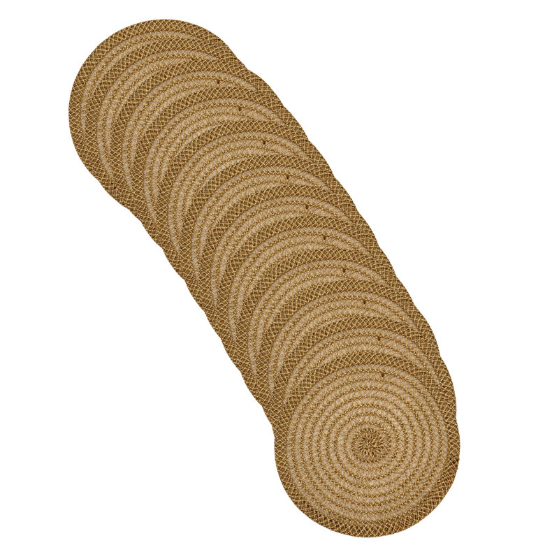 Napperon tissé rond en treillis brun - ensemble de 12, Brun