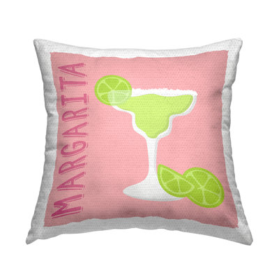 Margarita Cocktail with Limes Outdoor Printed Pillow by Natalie Carpentieri