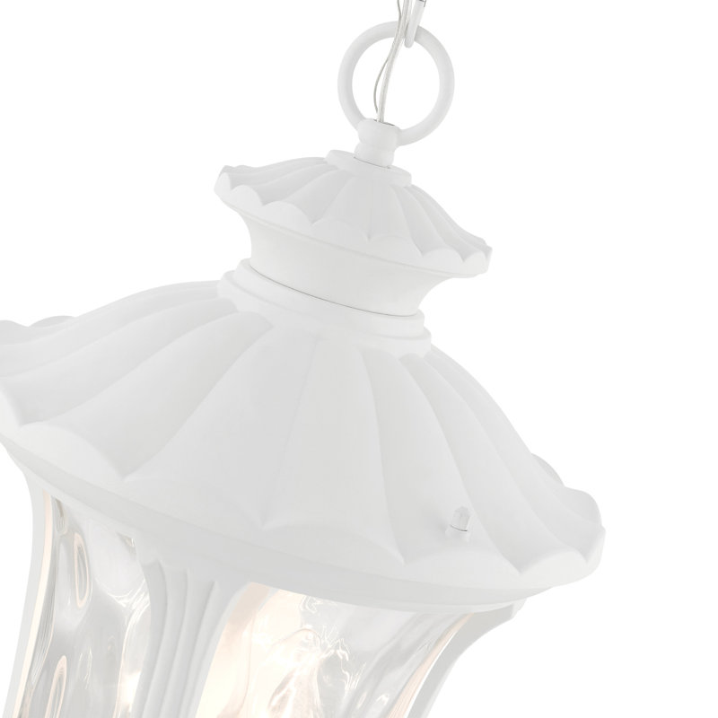Luminaire suspendu d'extérieur Arelene, H 20,5 po x l 11 po, Blanc texturé