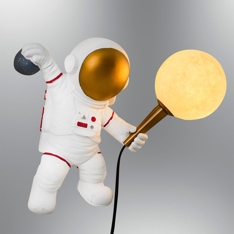 Modern Wall Lamp, White Polyester Body, 9.8 x 12.6 x 5.1 inches | Includes 1 x G9 5W Bulb, 3000K Warm Light, 500 Lumens | Stylish Novelty Design for Baby & Kids' Rooms, Outer Space Theme, Glam Decor