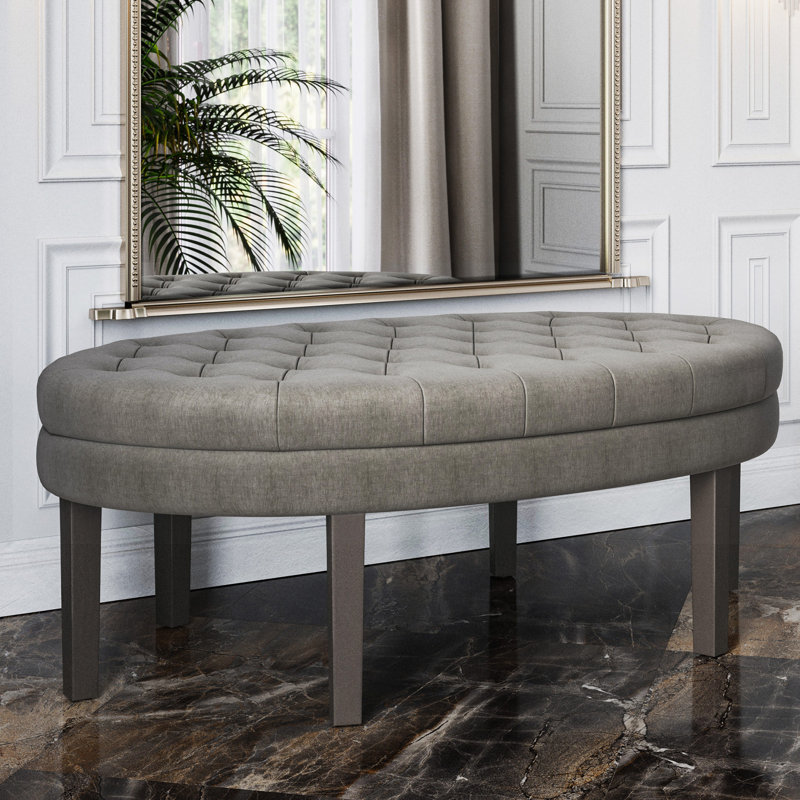 Repose-pieds capitonné ovale standard de 46,06 po Evantia, Lin gris foncé