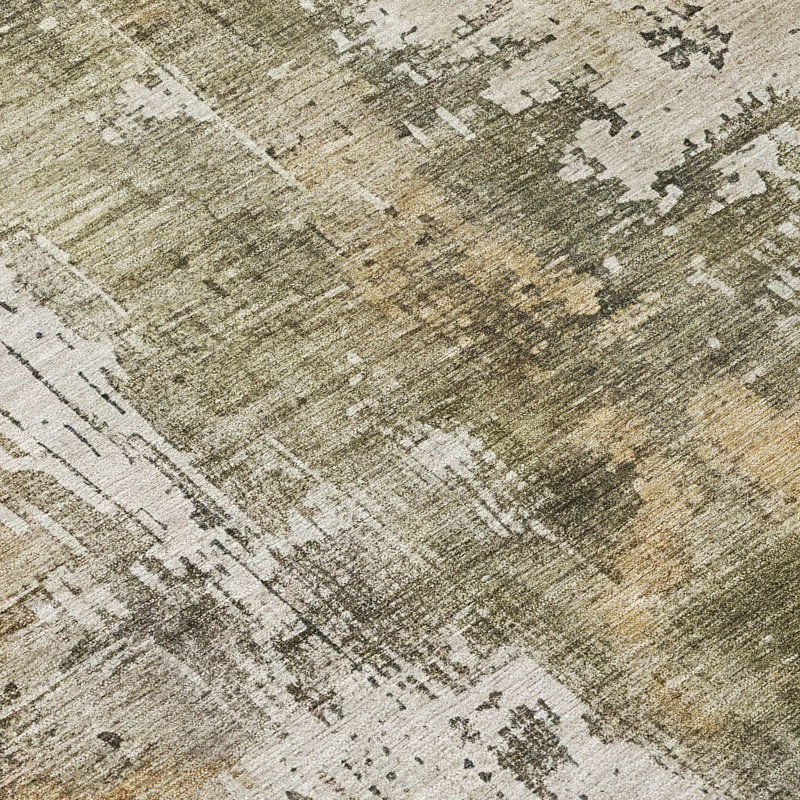 Machine Washable Indoor/Outdoor Claudian ACN1649 Olive Rug, Rectangle 5' x 7'6"