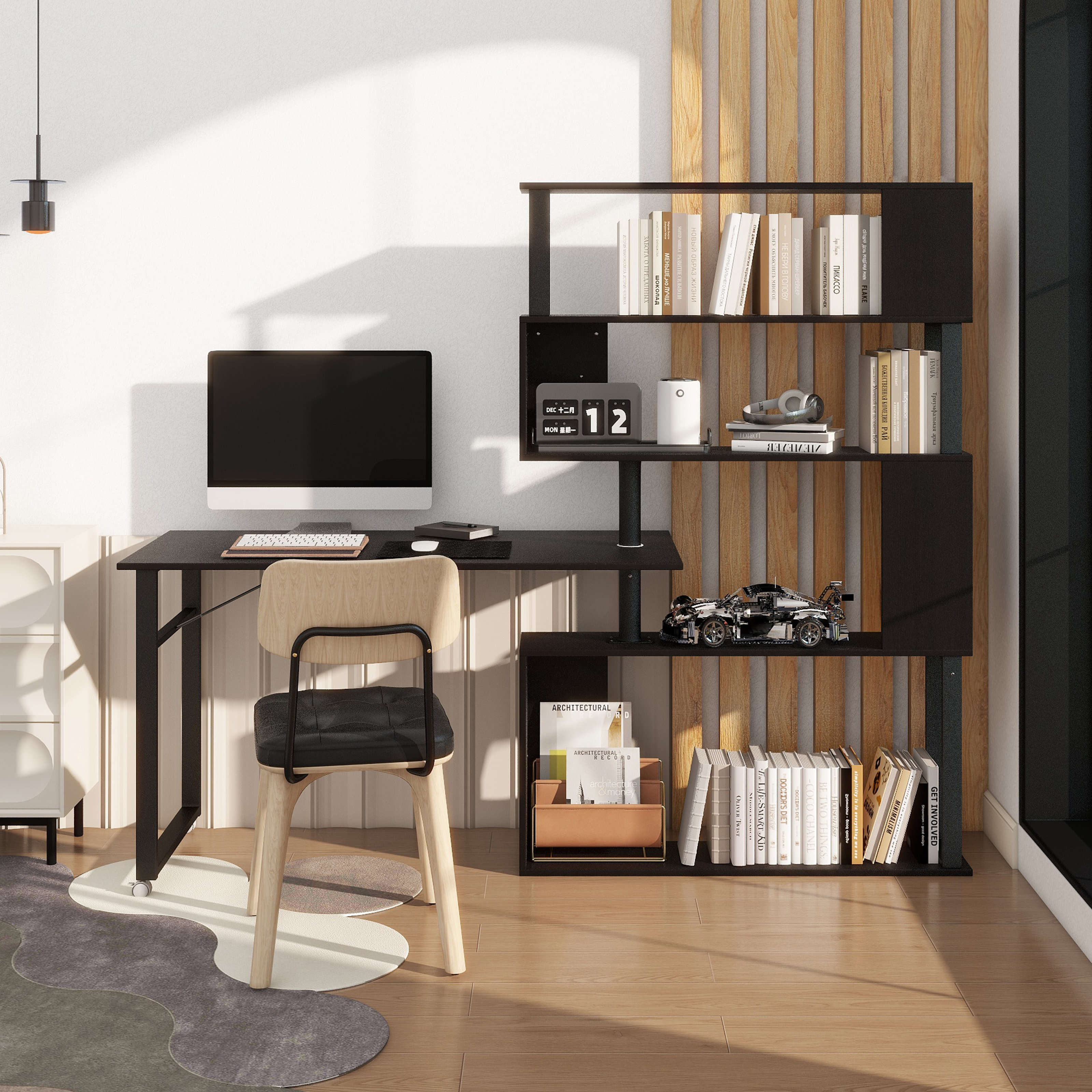 Latitude Run® Home Office Computer Desk L-Shaped Corner Table, Rotating ...