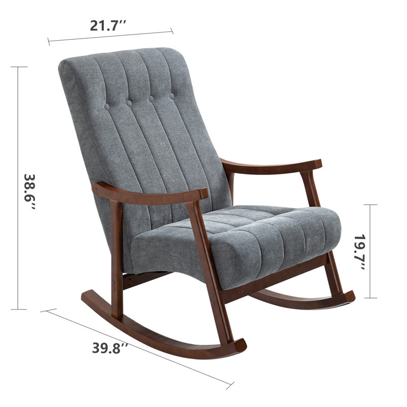 Chaise berçante avec pieds en bois massif, Gris foncé