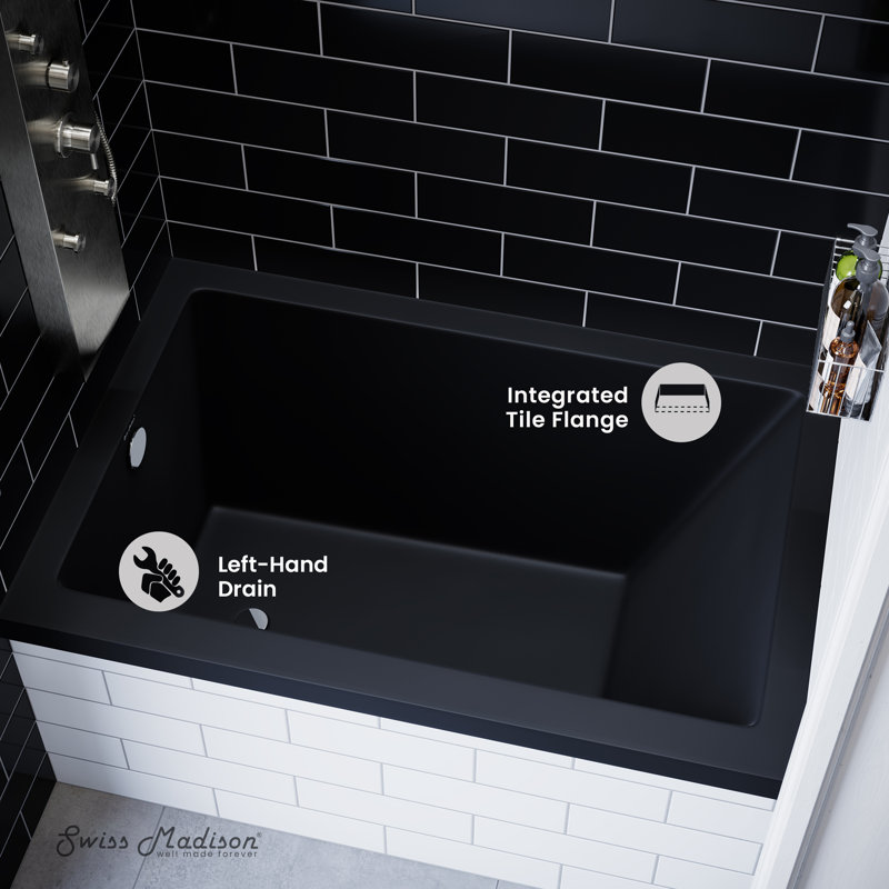 Voltaire 48" x 32" Alcove Bathtub, Left, Matte Black