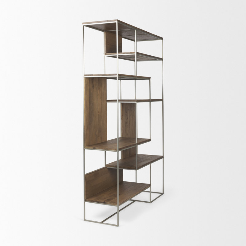 Pawnee Bookcase, Brown/Silver